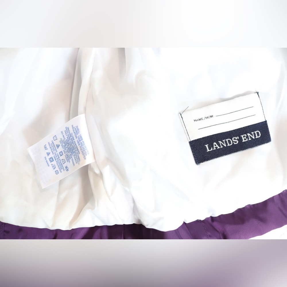 Lands End Purple Insulated Hooded Winter Jacket Girls Size Medium 10-12 - Picture 6 of 6